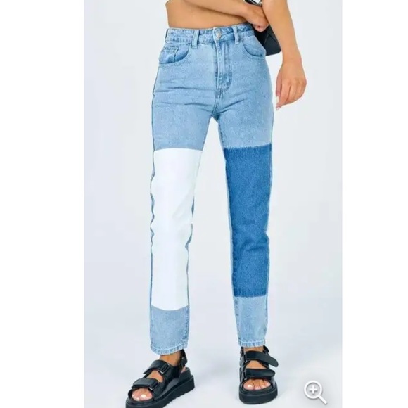 Princess Polly woman’s Cofield Mom patch denim jeans pants - Picture 5 of 13